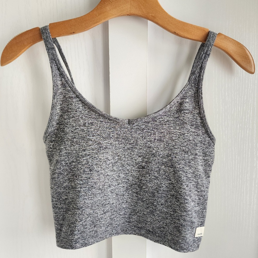 Vuori Mindset Bra Womens Small Heather Grey Cropped Multi-Strap Yoga Top VW1005